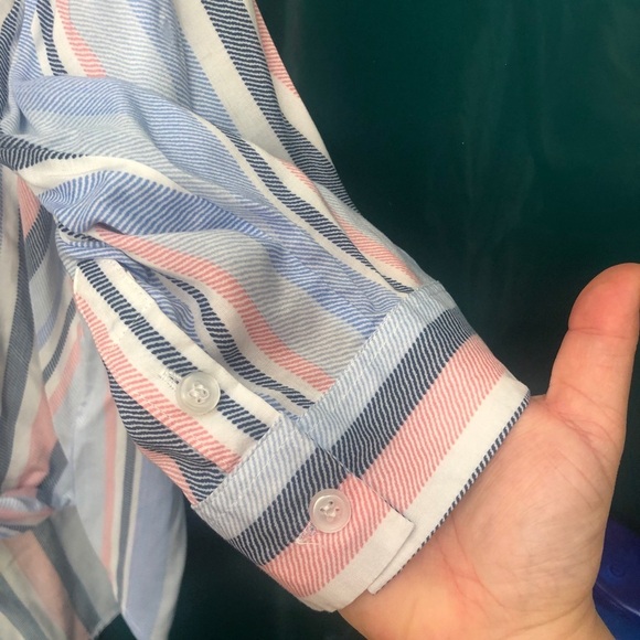 JONES NEW YORK STRIPED WRAP BLOUSE - Picture 7 of 7